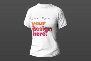 White woman t-shirt mockup